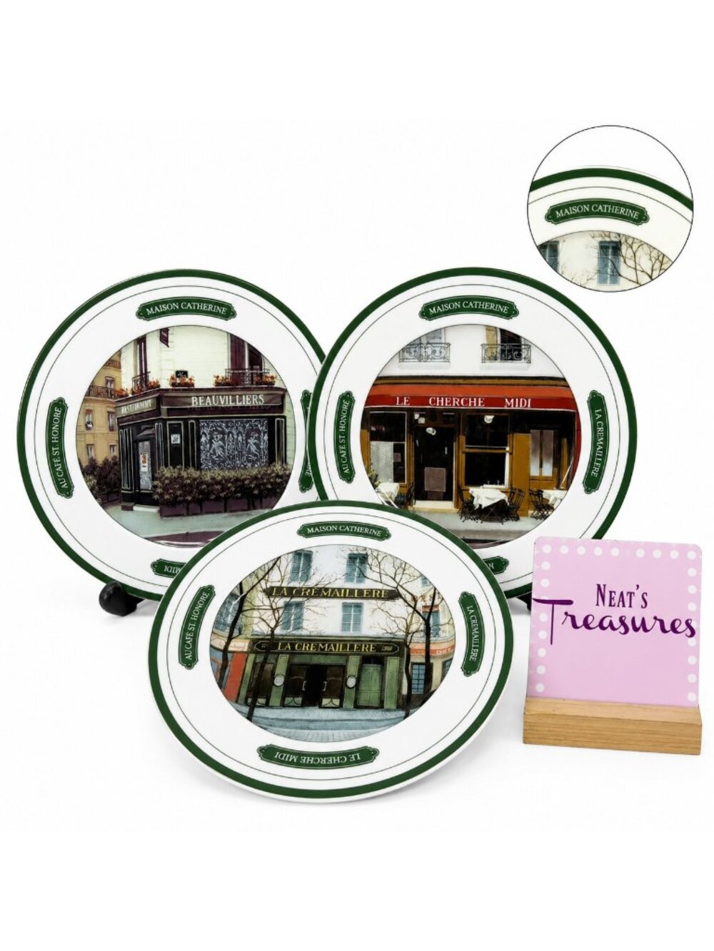 Williams Sonoma LES BISTRO Various French Store Porcelain Salad Plates Set of 3